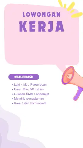 DIBUTUHKAN SECEPATNYA 5 ORANG UNTUK BULAN JUNI