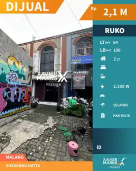 Dijual Ruko Di Jalan Raya Soekarno Hatta Lowokwaru Malang(OLX730)