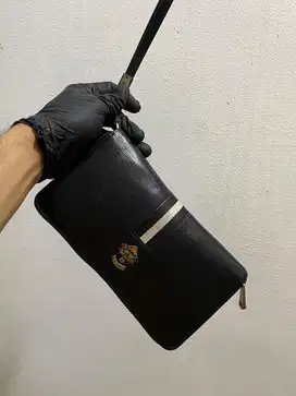 Dompet kartu travel size bally black leather