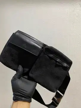 Beltbag gucci black canvas mix leather good quality