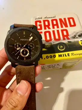Jam tangan Fossil Machine Mid-size chronograph brown leather watch