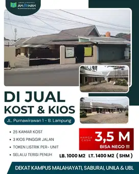 Rumah kos 25 pintu dan 3 kios di jual cepat kos terisi penuh strategis