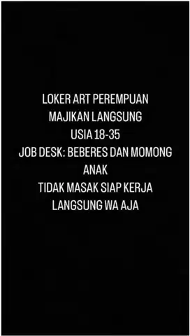 LOWONGAN KERJA ART LOKER ART NGINAP