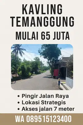 Kavling Temanggung Pinggir Jalan Raya, Sertifikat, 65 Juta Free all in