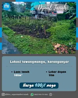 Tanah tawangmangu dekat grojogan sewu