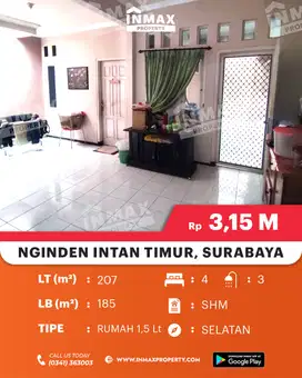 Rumah Nginden Intan dekat Merr Dekat RS Premier Surabaya, dekat taman