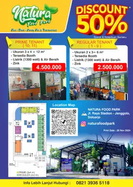 Disewakan stand makanan lokasi strategis