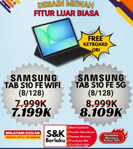 Ganok tunggale!! Samsung Tab S10 FE wifi GRATIS KEYBOARD murah
