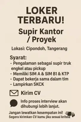 SUPIR KANTOR PT bhinneka bangun mandiri