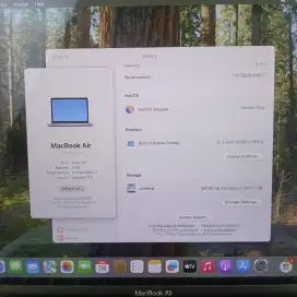 Macbook Air M1 Ram 8 Ssd 256 layar 13 inch lengkap full set Silver
