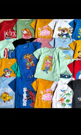 Paket usaha baju kaos anak 1-10 tahun isi 100 pcs