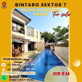 Dijual Cepat  Rumah Tropical Modern Ada Kolam Renang Bintaro Sektor 7