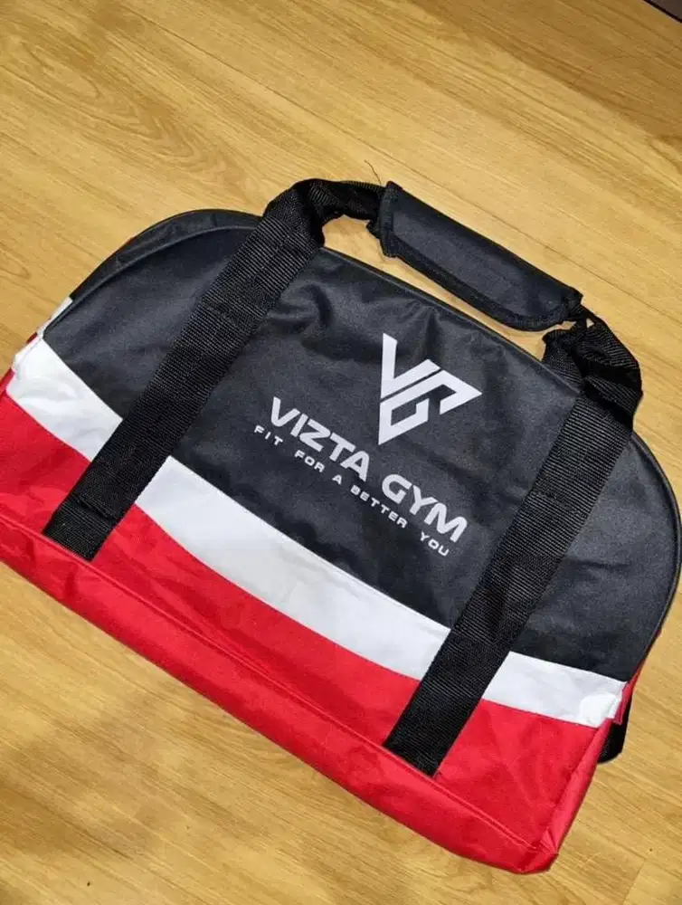 Tas Olahraga Vizta Gym Pria/Wanita Warna Merah Hitam (Original)