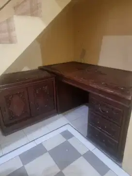 Murah !!! Dijual Meja Kantor Ukiran Kayu Jati Solid