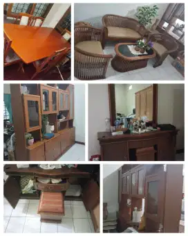Furniture bahan kayu (Lemari, meja makan, meja rias, sofa)