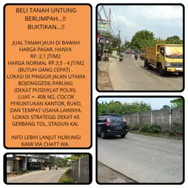 Tanah strategis pinggir jalan utama jual murah di Bojonggede-Bogor