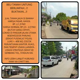 Tanah jual murah butuh uang cpt pinggir jalan di Bojonggede -Bogor 3.