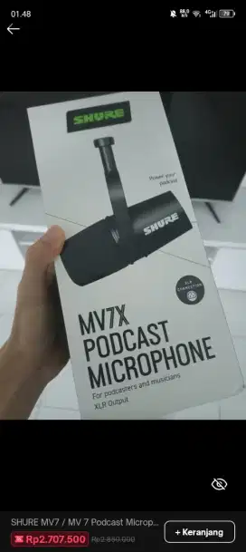 Mic Shure MV7X baru 1 hari