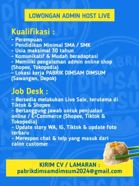LOWONGAN HOST LIVE BERPENGALAMAN DAN MENARIK