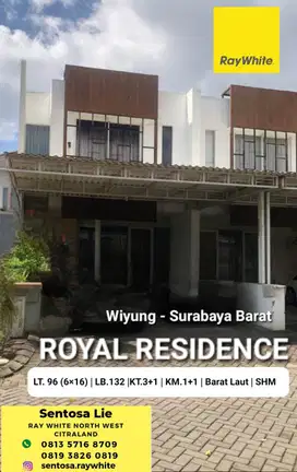 Dijual Rumah Royal Residence Wiyung Surabaya SPESIAL 3+1 K.Tidur , SHM
