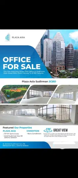 Dijual office space plaza Asia sudirman 717m 46.605M