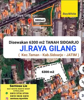 Sewa 6300 m2 Tanah Raya Gilang -Taman -Sidoarjo buat Parkir Mobil, Bis