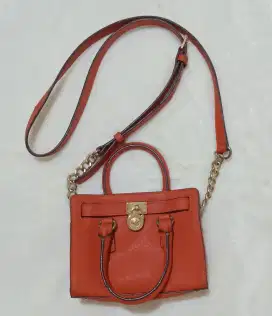 Michael kors orange saffiano leather mini hamilton crossbody bag