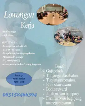Di buka lowongan pekerjaan --- Staff Manager