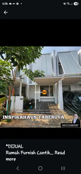 Dijual rumah cantik sudah Furnished siap huni di inspirahaus bsd city