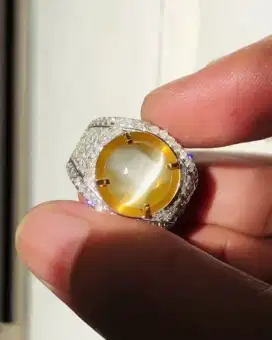 Permata Cat's Eye Chrysoberyl Ring Emas Berlian