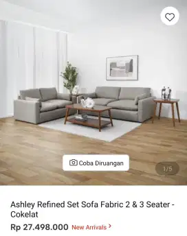 Ashley Refined set sofa fabric 2&3 seater-cokelat