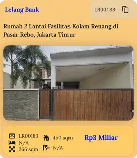 RUMAH 2 LANTAI, FASILITAS KOLAM RENANG, DI PASAR REBO, JAKARTA TIMUR