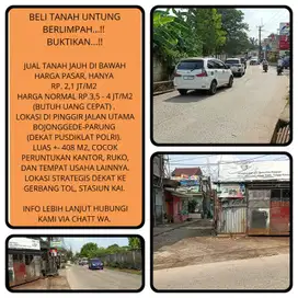 Tanah pas pinggir jalan raya jual murah BU di Bojonggede -Bogor 3