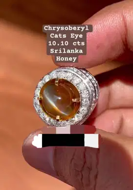 Permata Cat's Eye Chrysoberyl Ring Emas Berlian