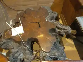 Meja bonggol jati - akar jati ukiran antik (jati tua)