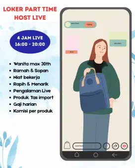 FREELANCE HOST LIVE TAS 4 JAM & buat vt 2. CURUG ARYANA WANITA