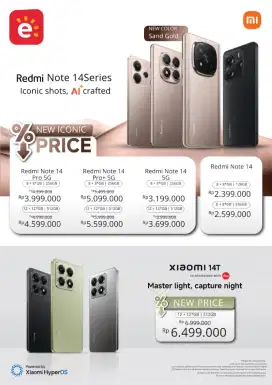 REDMI NOTE 14 SERIES DAN XIAOMI 14T PROMO CASHBACK TURUN HARGA