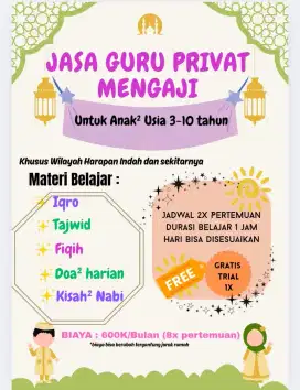 JASA GURU PRIVAT NGAJI ANAK