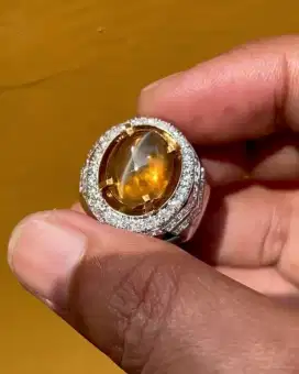 Permata Cat's Eye Chrysoberyl Ring Emas Berlian