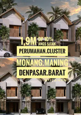 Perumahan cluster tingkat 3 kamar di Monang Maning Denpasar Barat Bali