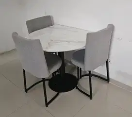 Meja Granit 1/2 bulat + 3 Kursi