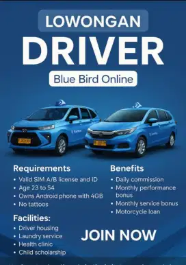Lowongan driver online blue bird pusat