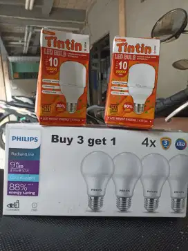 LAMPU PHILIPS RADIANTLINE MULTIPACK LEDBULB 11 WATT & TINTIN 10 WATT