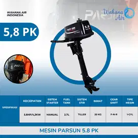 MESIN PARSUN 5,8PK | MESIN PERAHU KARET | MESIN PERAHU RESCUE