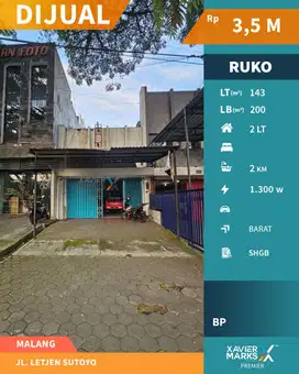 ijual Ruko, Ruang Usaha Siap Huni di Poros Jalan Letjen Sutoyo Malang
