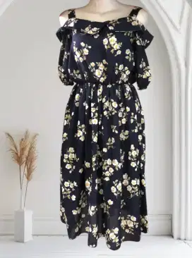 Dress Off Shoulder Bunga Cantik/Dress Pantai