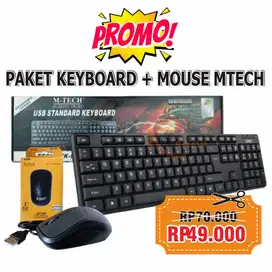 PROMO Keyboard Mouse Kabel USB Mtech M-Tech STK 01 Murah