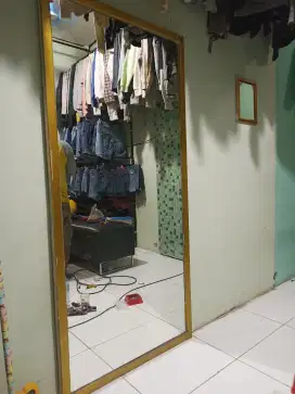 Di jual kaca cermin tebal tinggi 180 cm bingkai besi
