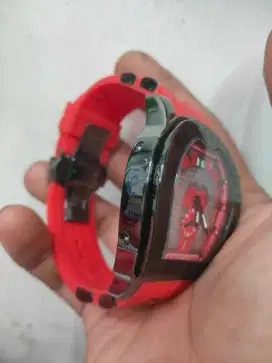 Jam tangan Aigner pria dan wanita diameter gede tali karet merah