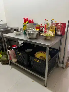 rak meja dapur restoran stainless 2 susun
